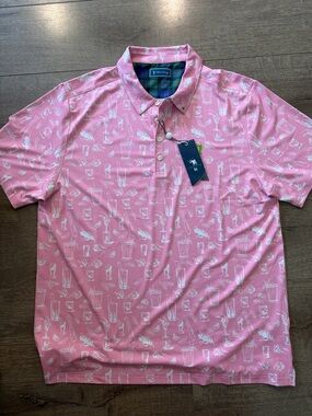 NWT Men's Pink Printed Polo Shirt